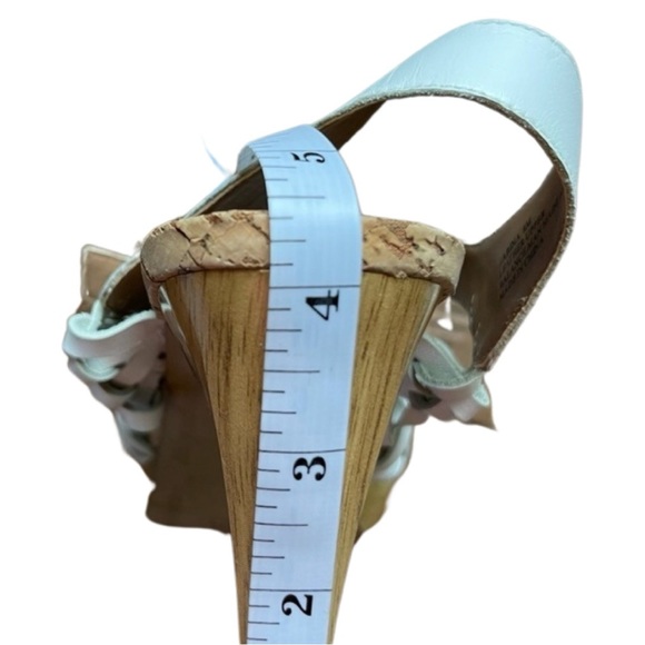 LIBBY EDELMAN || Leather Braided Sandal Peep Toe Heels | White || size 8 - Picture 7 of 10